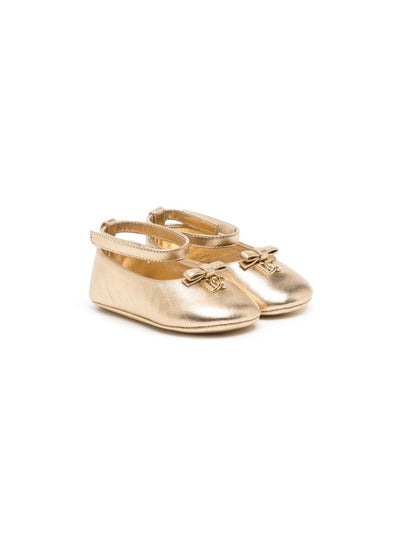Gold nappa leather baby girl DOLCE & GABBANA prewalker shoes