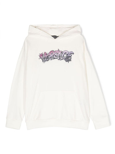 White cotton girl VERSACE hoodie