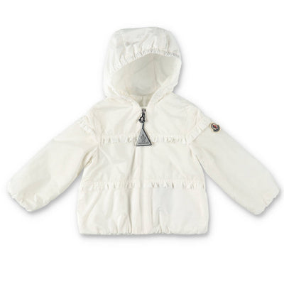 White nylon baby girl MONCLER jacket with hood