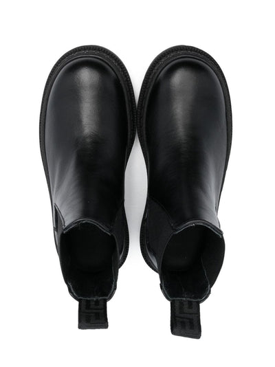 Black leather boy VERSACE chelsea boots