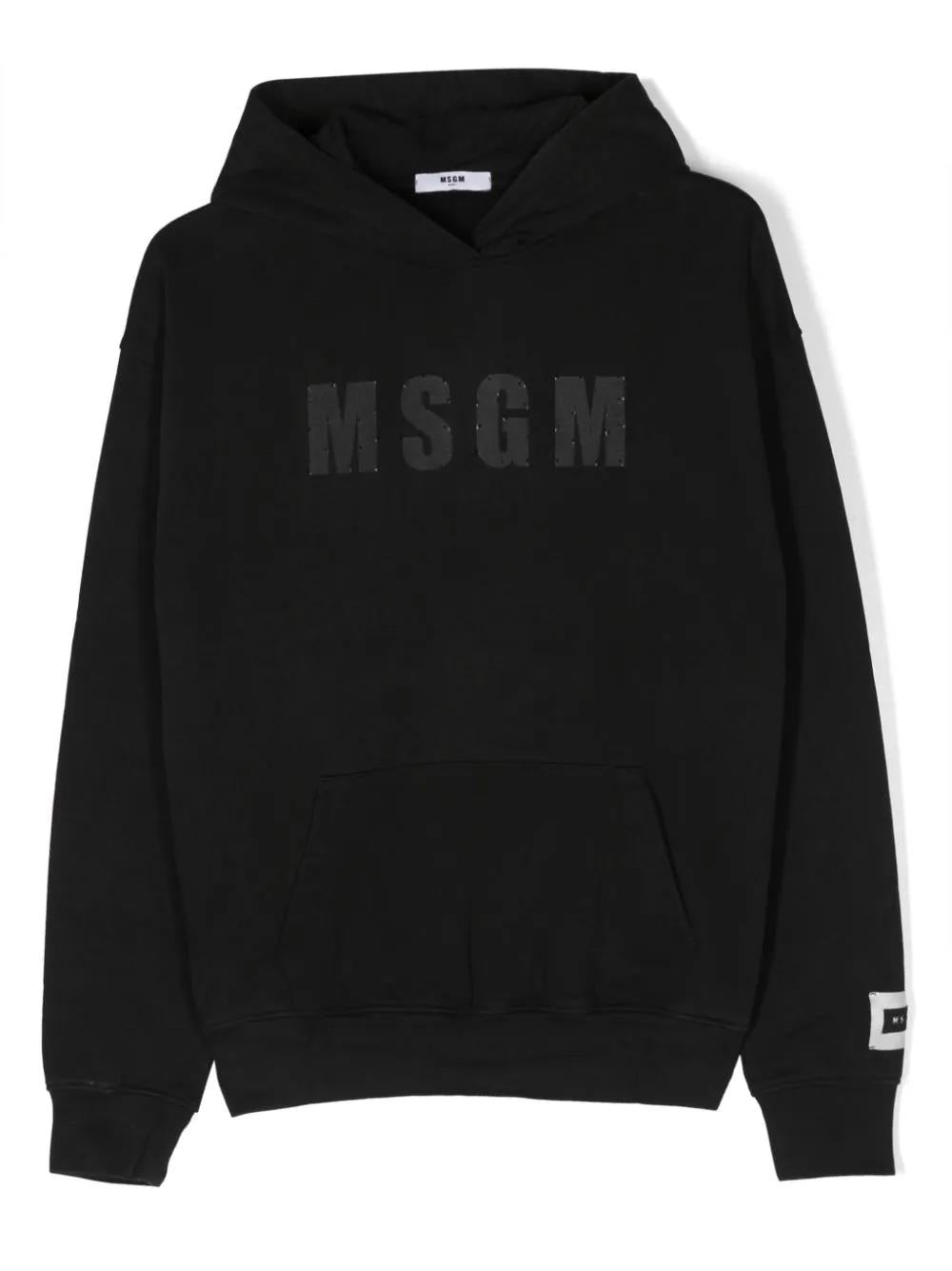 Black cotton boy MSGM hoodie