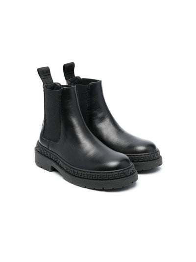 Black leather boy VERSACE chelsea boots