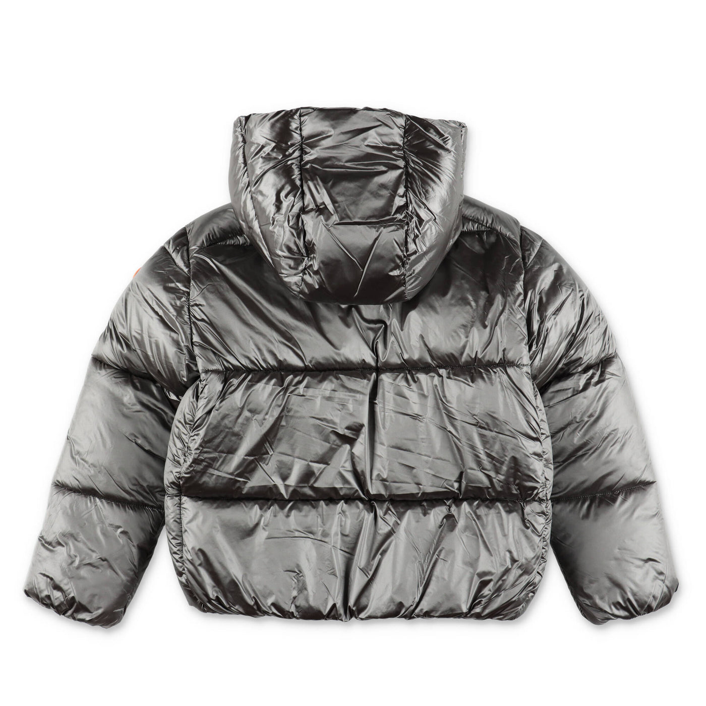 Grey recycled nylon boy SAVE THE DUCK padded jacket with hood | Carofiglio Junior
