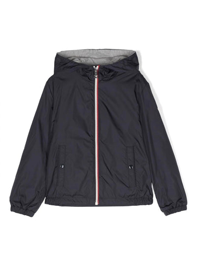 URVILLE navy blue nylon boy MONCLER down feather jacket with hood