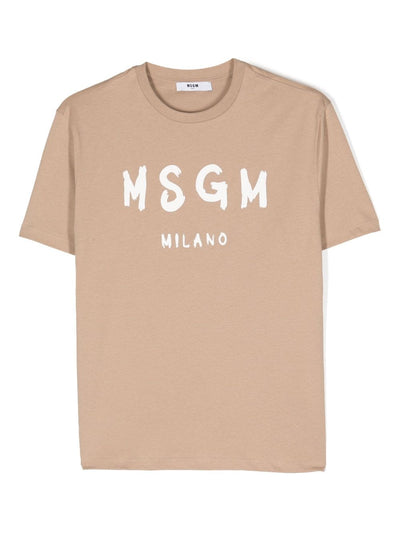 T-shirt MSGM da ragazzo in jersey di cotone beige
