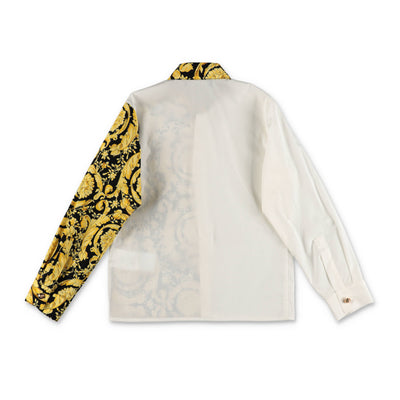 Contrasting cotton poplin panels boy VERSACE shirt | Carofiglio Junior