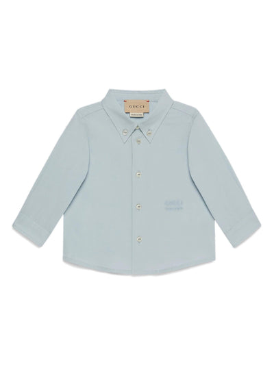 Light blue cotton poplin baby boy GUCCI shirt