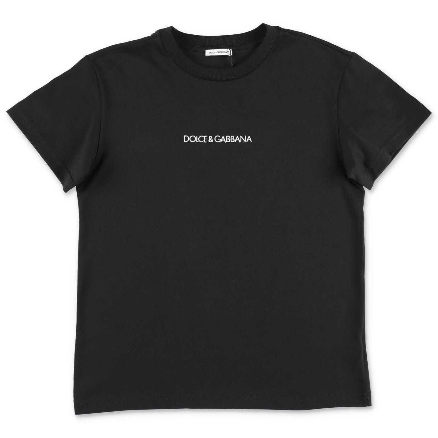 Black cotton jersey logo lettering DOLCE & GABBANA t-shirt | Carofiglio Junior