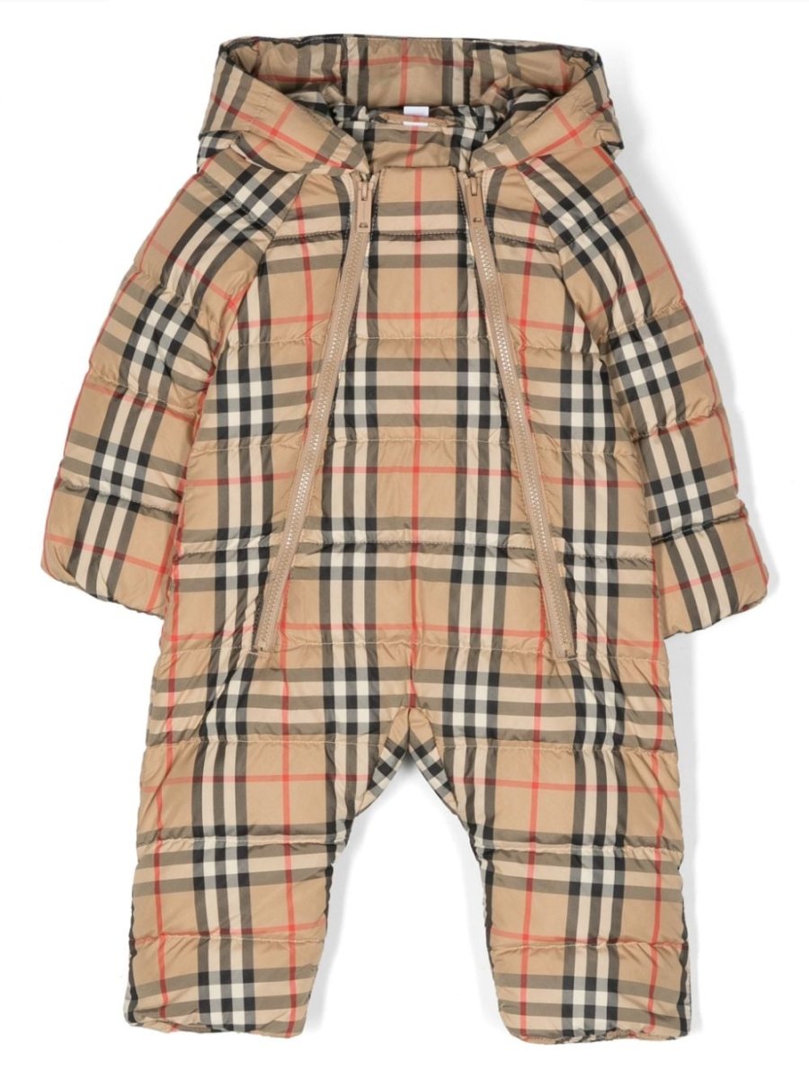 ROLLO check nylon baby boy BURBERRY down feather jacket with hood | Carofiglio Junior