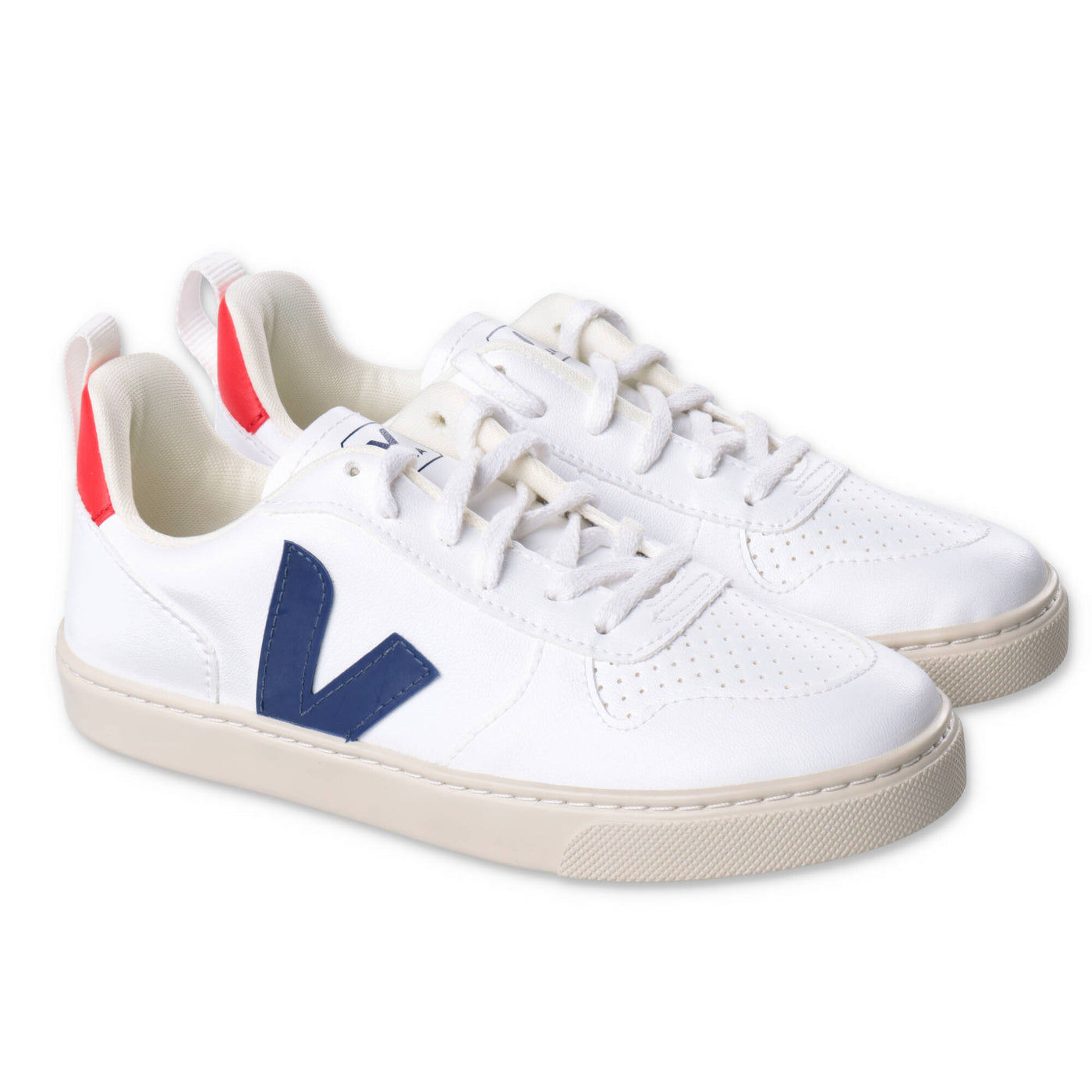 White faux leather boy VEJA laced sneakers | Carofiglio Junior