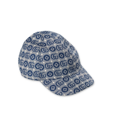 Blue cotton blend canvas boy GUCCI baseball hat