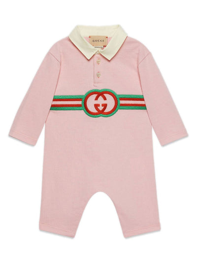 Pink cotton baby girl GUCCI romper