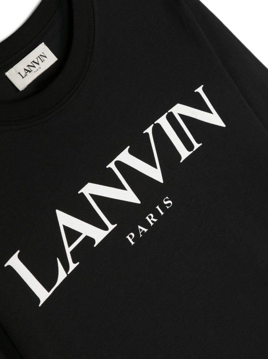 Black cotton jersey boy LANVIN t-shirt | Carofiglio Junior