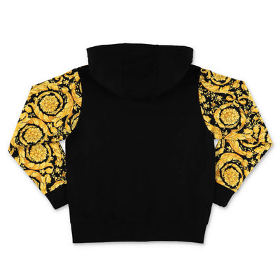 Black contrasting panels cotton boy VERSACE hoodie | Carofiglio Junior