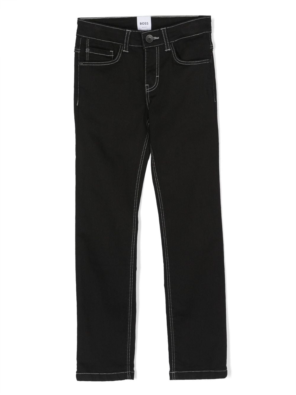 Black stretch denim cotton boy HUGO BOSS pants | Carofiglio Junior