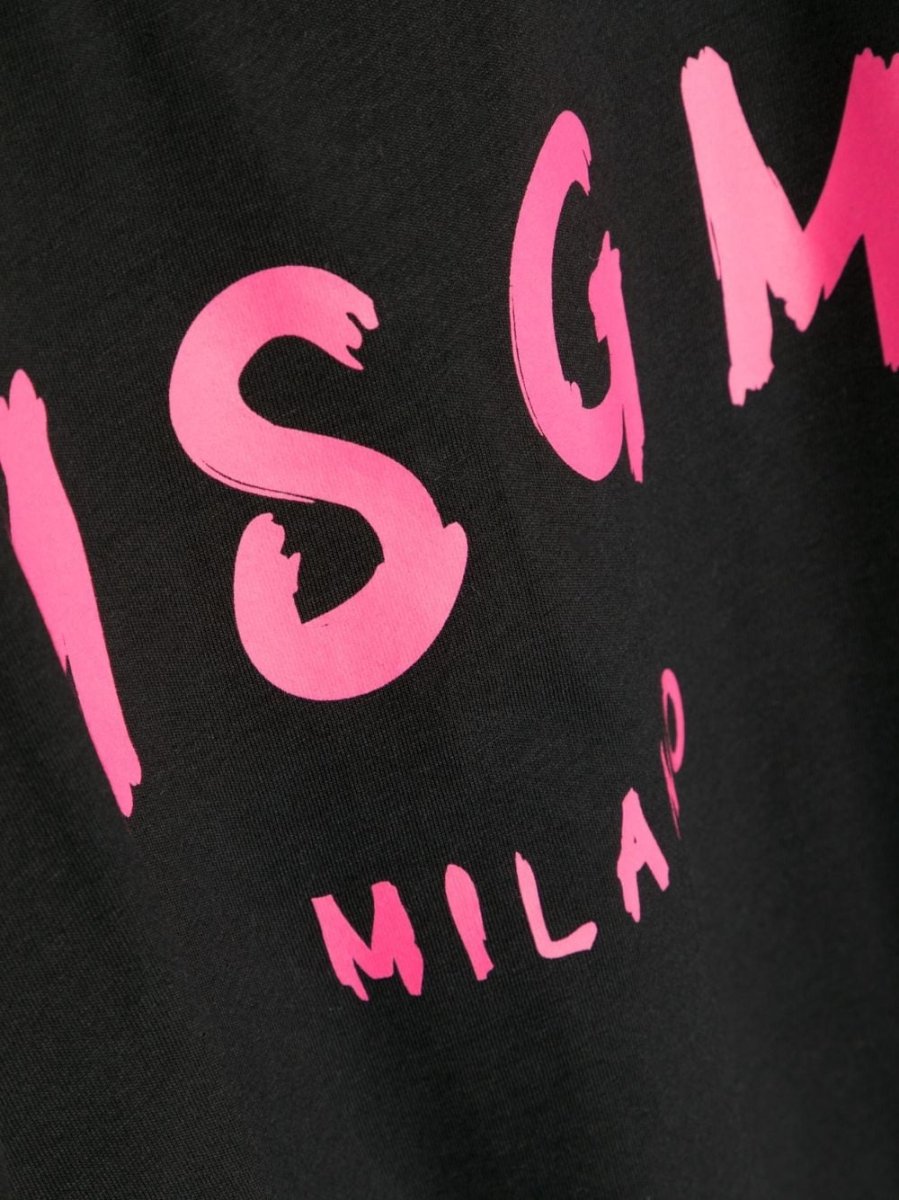 Black cotton jersey girl MSGM t-shirt | Carofiglio Junior