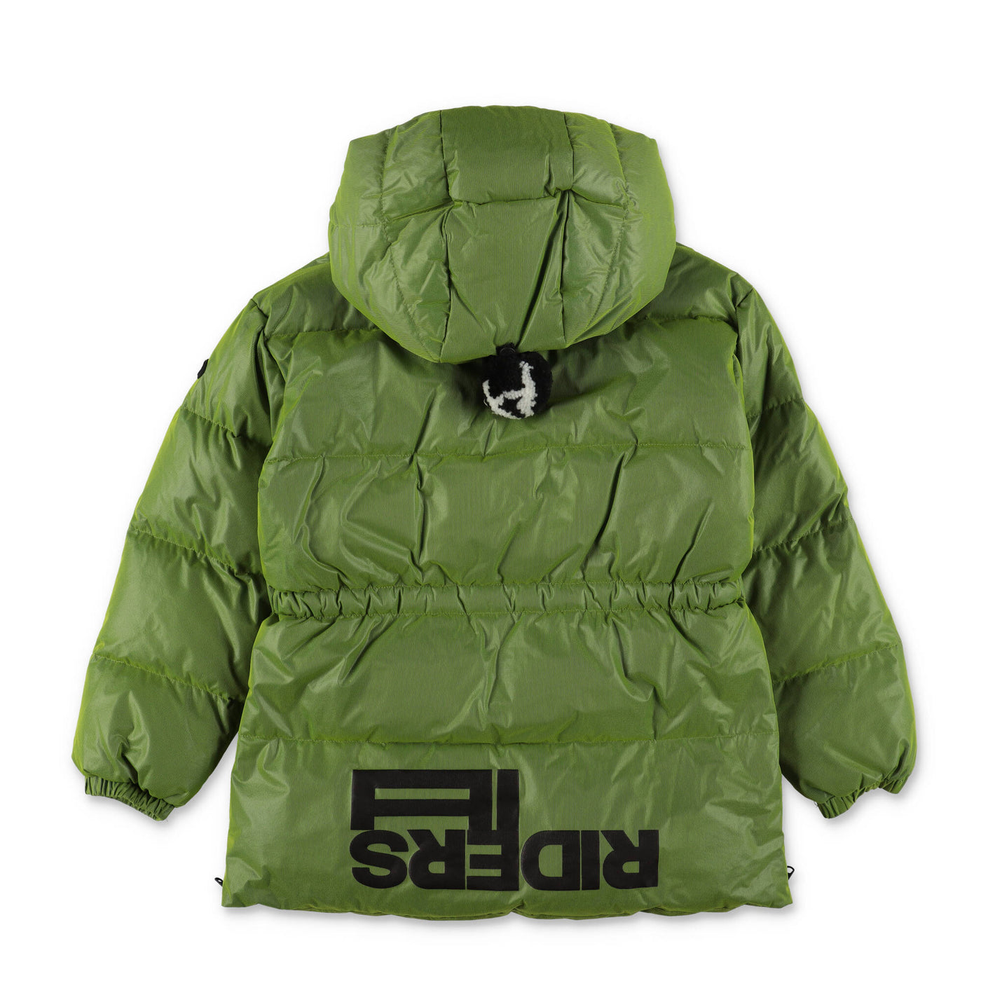 Green nylon boy AI RIDERS ON THE STORM down feather jacket with hood | Carofiglio Junior