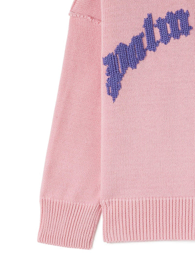 Pink cotton girl PALM ANGELS knit jumper