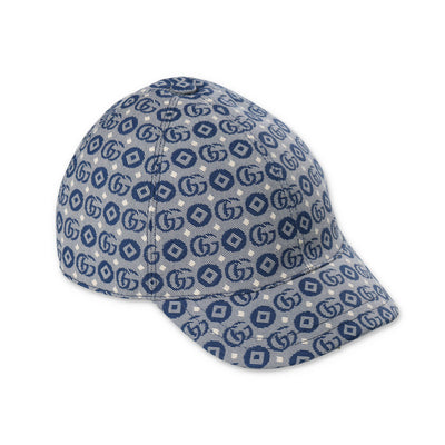 Blue cotton blend canvas boy GUCCI baseball hat