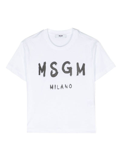 White cotton jersey boy MSGM t-shirt | Carofiglio Junior