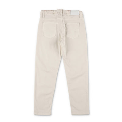 White cotton gabardine boy MSGM pants