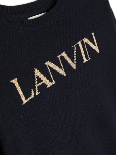 Navy blue cotton and wool girl LANVIN jumper