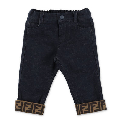 Blue stretch cotton denim baby boy FENDI jeans | Carofiglio Junior