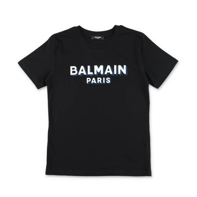 Black cotton jersey boy BALMAIN t-shirt | Carofiglio Junior