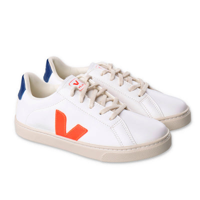 White faux leather boy VEJA laced sneakers | Carofiglio Junior