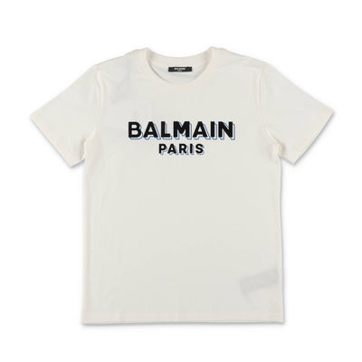 White cotton jersey boy BALMAIN t-shirt | Carofiglio Junior