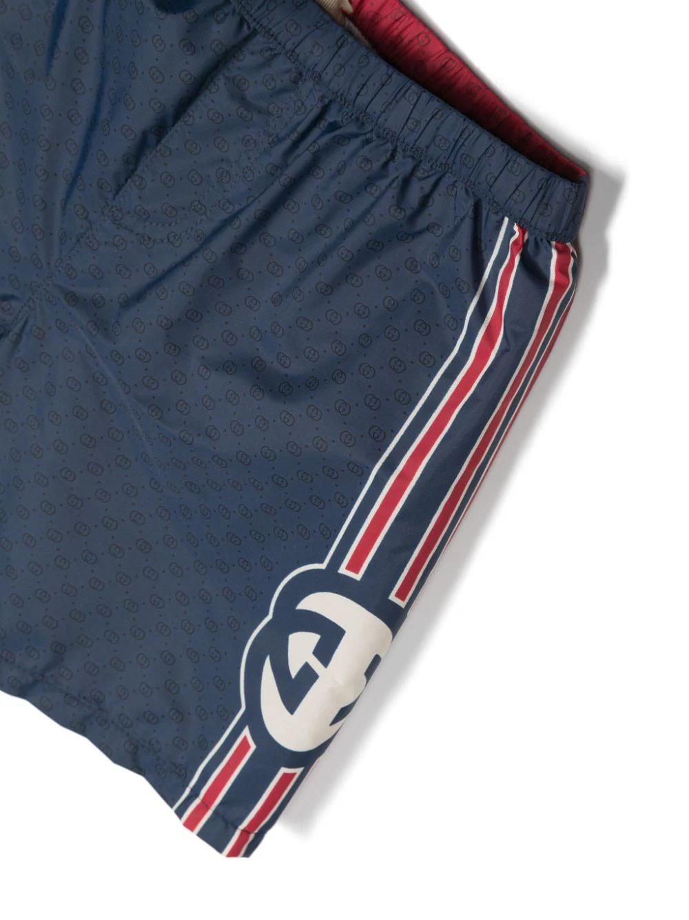 Blue and red nylon baby boy GUCCI swimshorts