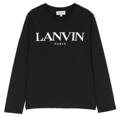 Black cotton jersey boy LANVIN t-shirt | Carofiglio Junior