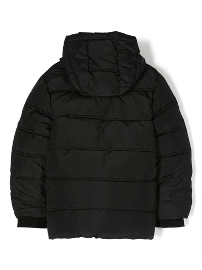 Black nylon boy HUGO BOSS padded jacket with hood | Carofiglio Junior