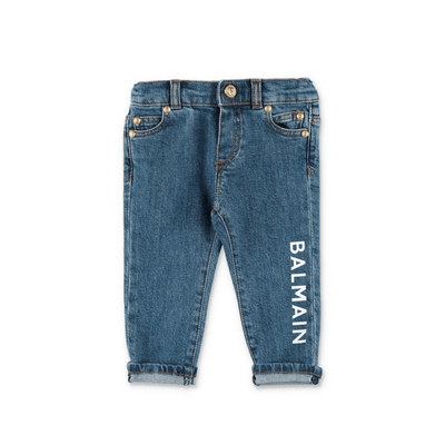 Blue stretch cotton denim baby boy BALMAIN jeans | Carofiglio Junior