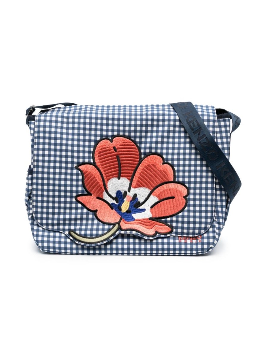 Blue check cotton canves baby KENZO changing bag | Carofiglio Junior