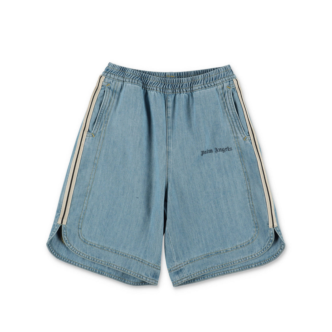 Light blue cotton denim boy PALM ANGELS shorts