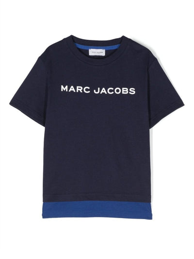 Blue with contrasting panels cotton jersey boy MARC JACOBS t-shirt | Carofiglio Junior