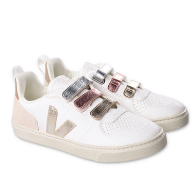White leather girl VEJA sneakers with velcro
