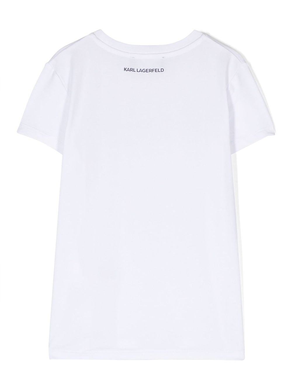 White cotton jersey girl KARL LAGERFELD t-shirt | Carofiglio Junior