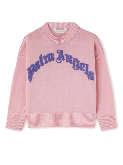 Pink cotton girl PALM ANGELS knit jumper