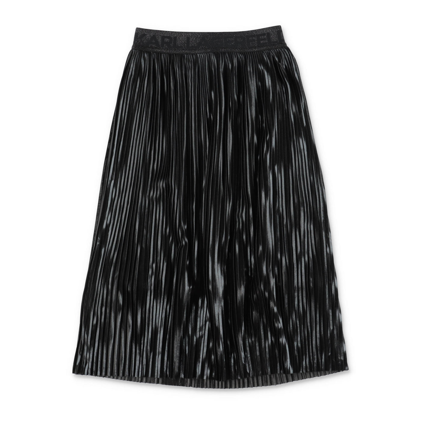 Metal black techno fabric pleated girl KARL LAGERFELD skirt | Carofiglio Junior