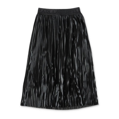 Metal black techno fabric pleated girl KARL LAGERFELD skirt