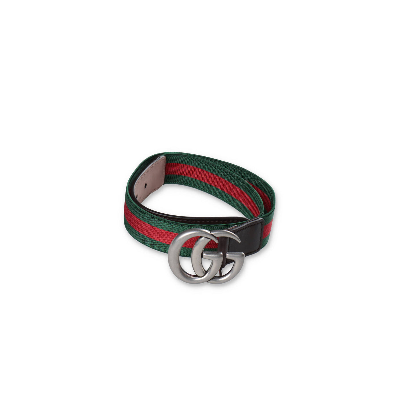 Green and red elastic Web tape with leather trim boy GUCCI belt
