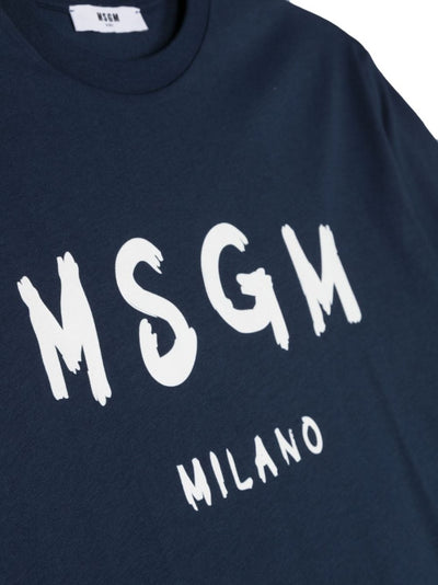 Navy blue cotton boy MSGM t-shirt | Carofiglio Junior