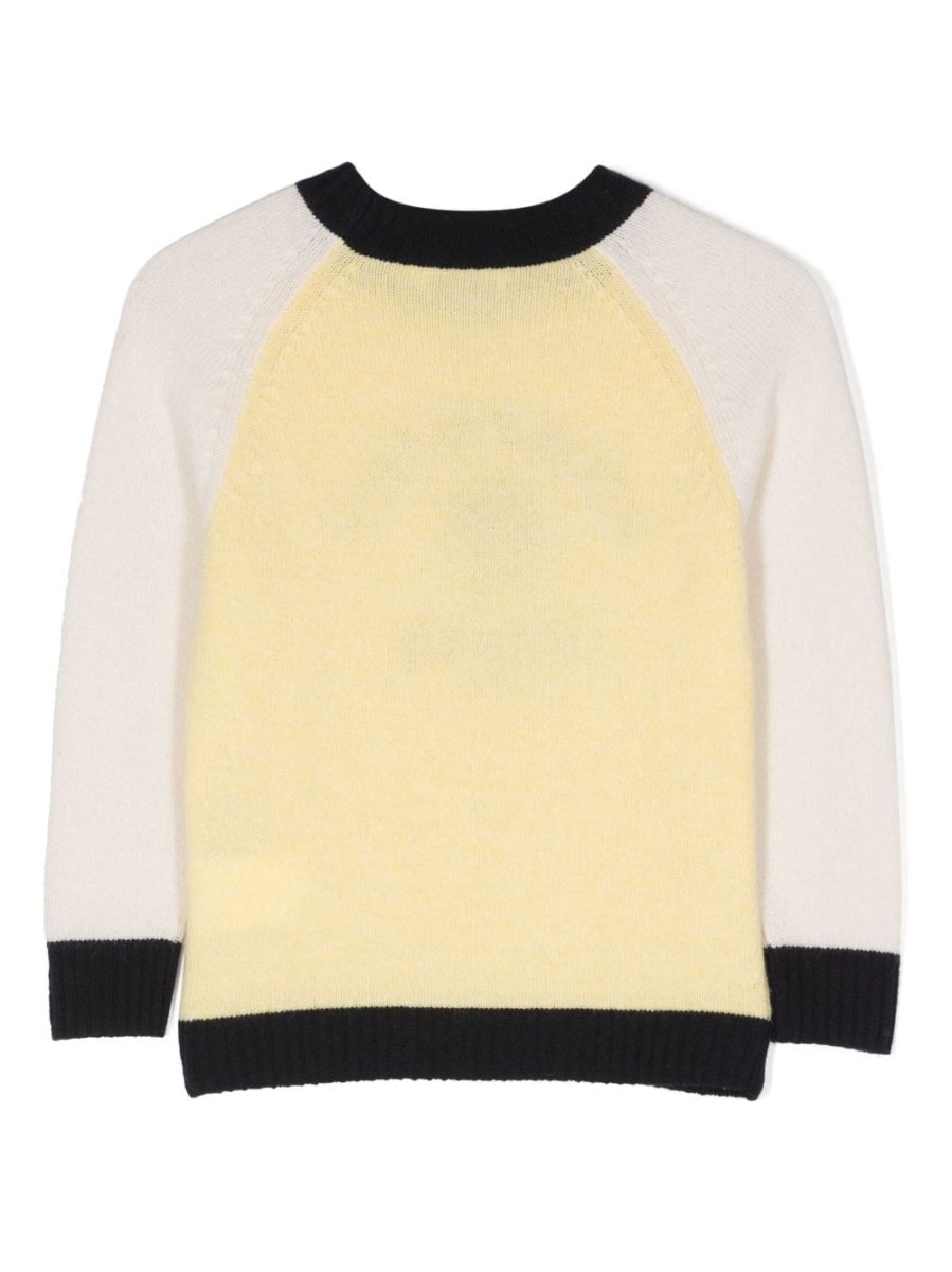 Yellow with contrasting panel wool boy BONPOINT jumper | Carofiglio Junior