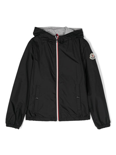 URVILLE black nylon boy MONCLER down feather jacket with hood