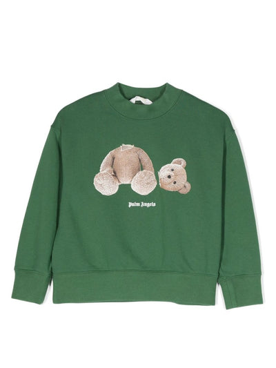 Green cotton boy PALM ANGELS sweatshirt | Carofiglio Junior