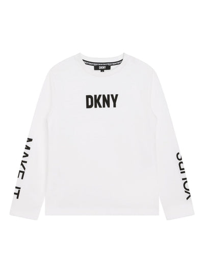 White cotton jersey boy DKNY t-shirt