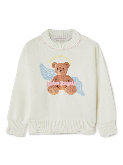 White cotton girl PALM ANGELS knit jumper