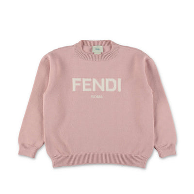 Pink virgin wool girl FENDI jumper | Carofiglio Junior